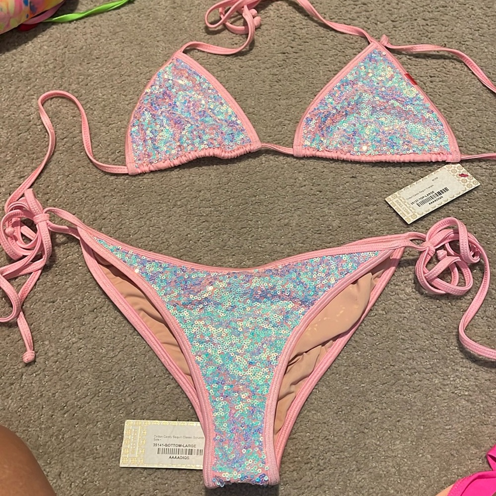 DOLL Swimwear baby pink sequin bikini